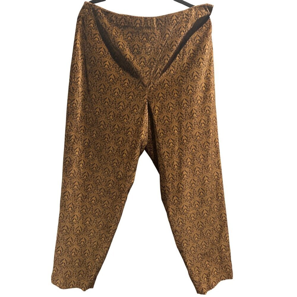 Talbots Petites 16 Pants Brown Velvety Print Fall Boho Cottagecore Soft Trousers